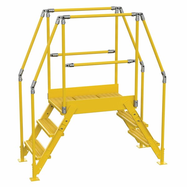 Vestil 3 Step Cross-Over Ladder 28"H x 26"W Yellow Powder Coat Steel COL-3-26-23